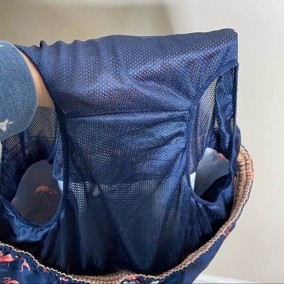 SPERRY navy & pink flamingo print men's swim trunks size XL - Picture 4 of 5